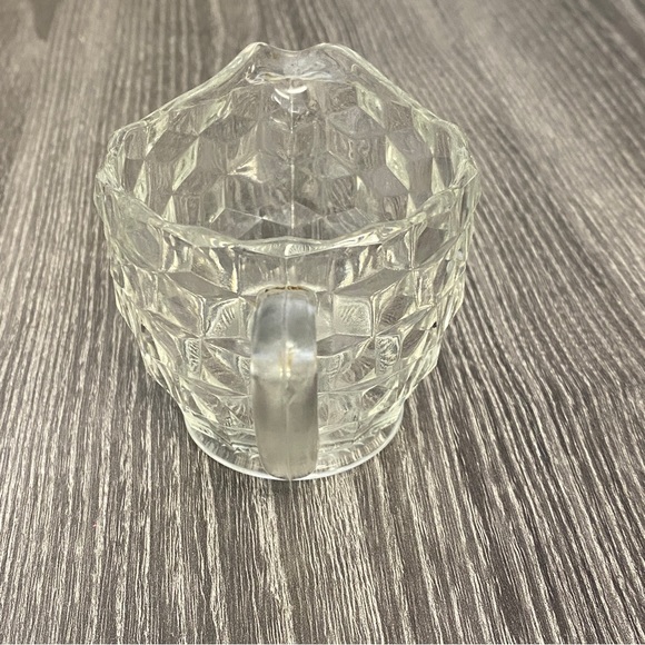 Vintage Jeanette Glass Co. Cubist Pattern Clear Glass Creamer And Sugar Bowl - Picture 9 of 10